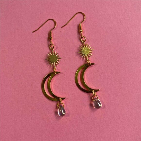 New Boho Witchy Sun Magical Angel Moon Earrings Crescent Phase Celestial - Picture 2 of 3